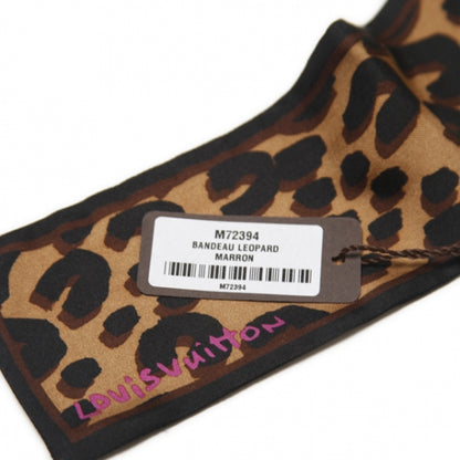 Louis Vuitton Silk Leopard Bandeau Scarf Marron 6 of 8