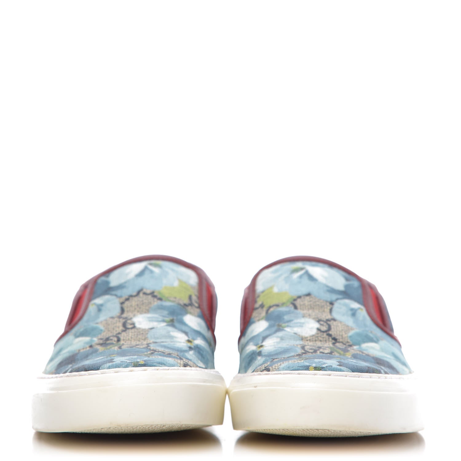 Gucci GG Supreme Monogram Blooms Womens Slip On Sneakers 36 Beige Blue Navy Red 2 of 12