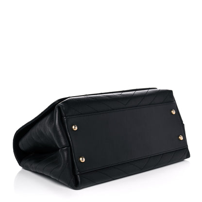 Chanel Grained Calfskin Chevron Stitched Medium Chic Top Handle Flap Black 4 of 13