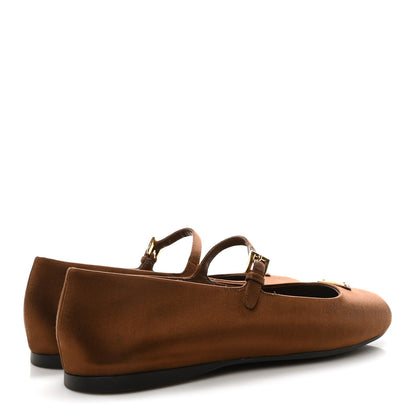Prada Satin Triangle Ballerina Flats 38.5 Tabacco 5 of 8