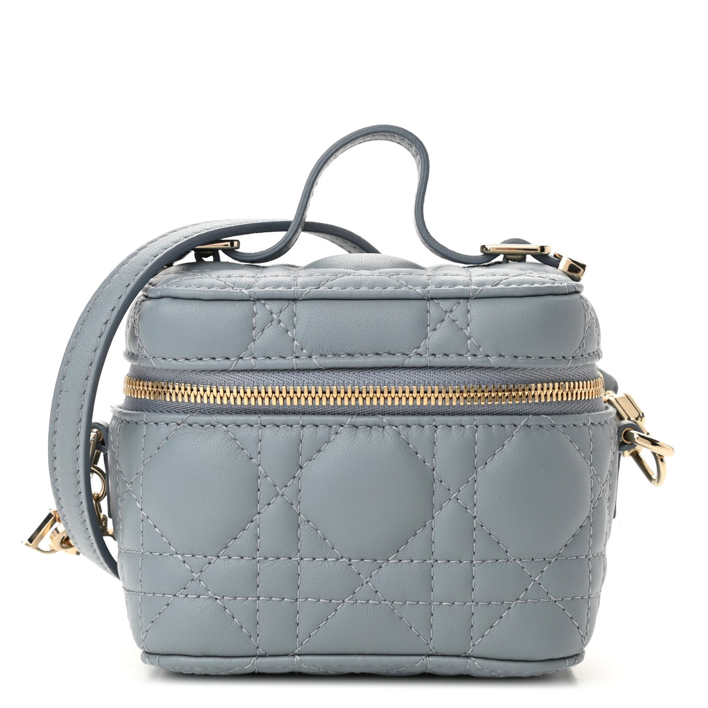 Lambskin Cannage Micro Lady Dior Vanity Case Light Blue