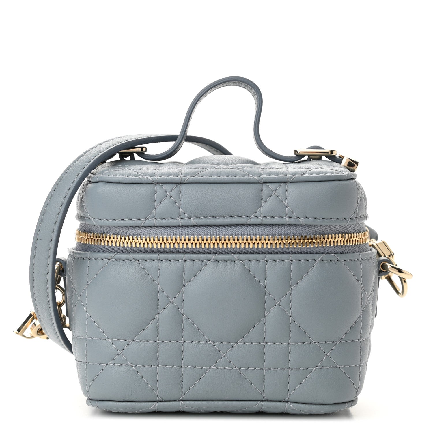 Christian Dior Lambskin Cannage Micro Lady Dior Vanity Case Light Blue 1 of 10