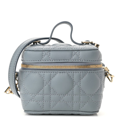 Christian Dior Lambskin Cannage Micro Lady Dior Vanity Case Light Blue 1 of 10