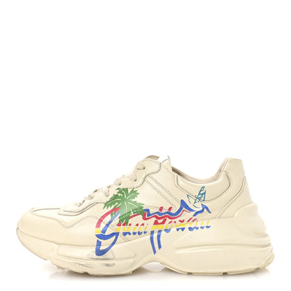 Gucci Calfskin Hawaii Printed Mens Rhyton Sneakers 8 White 1 of 8