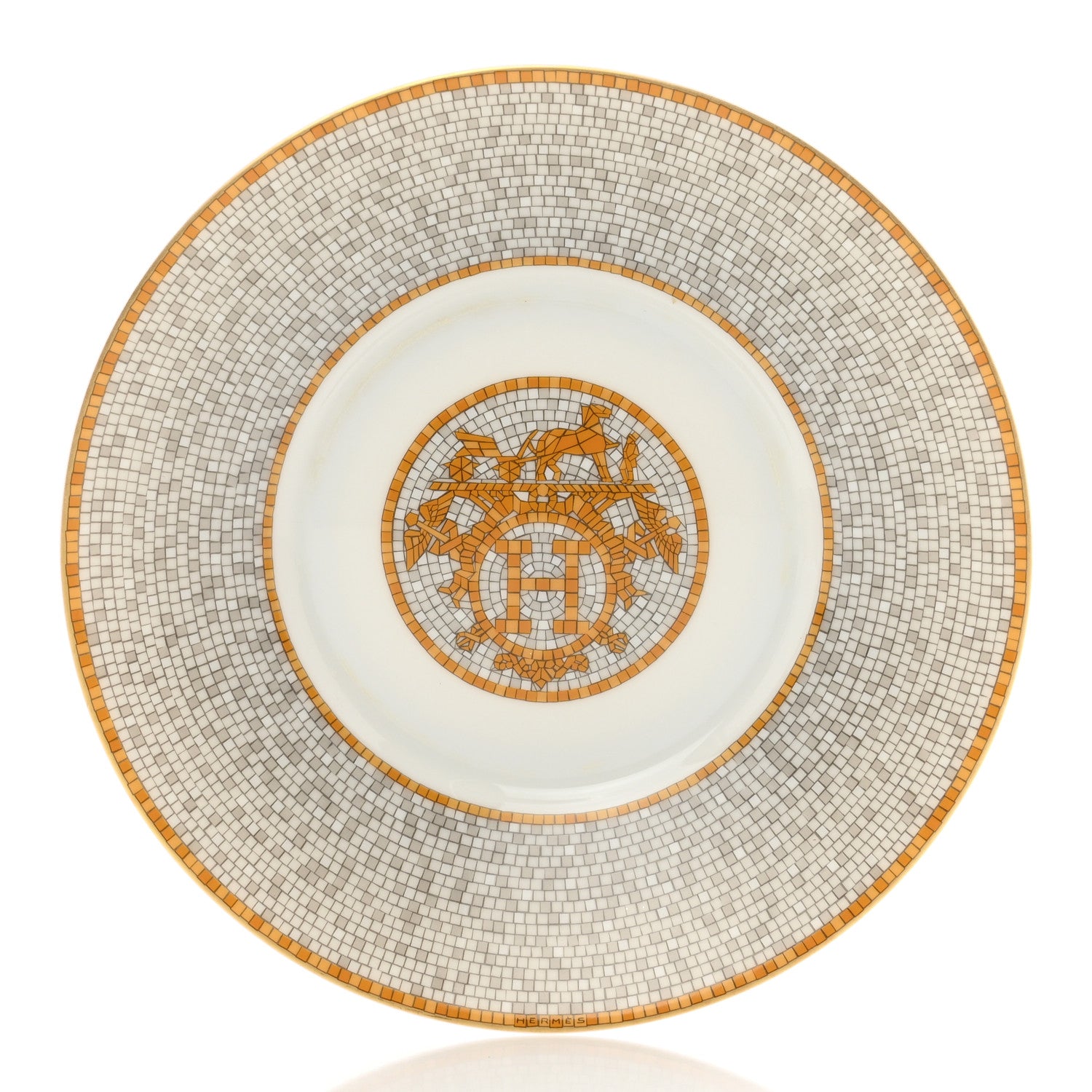 Hermes Porcelain Mosaique Au 24 Gold Breakfast Cup and Saucer 5 of 8