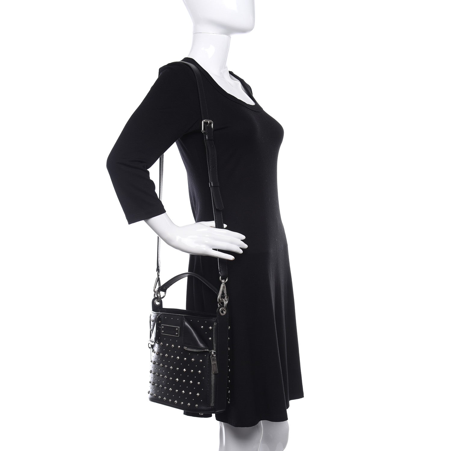 Alexander McQueen Calfskin Studded Crossbody Bag Black 2 of 10