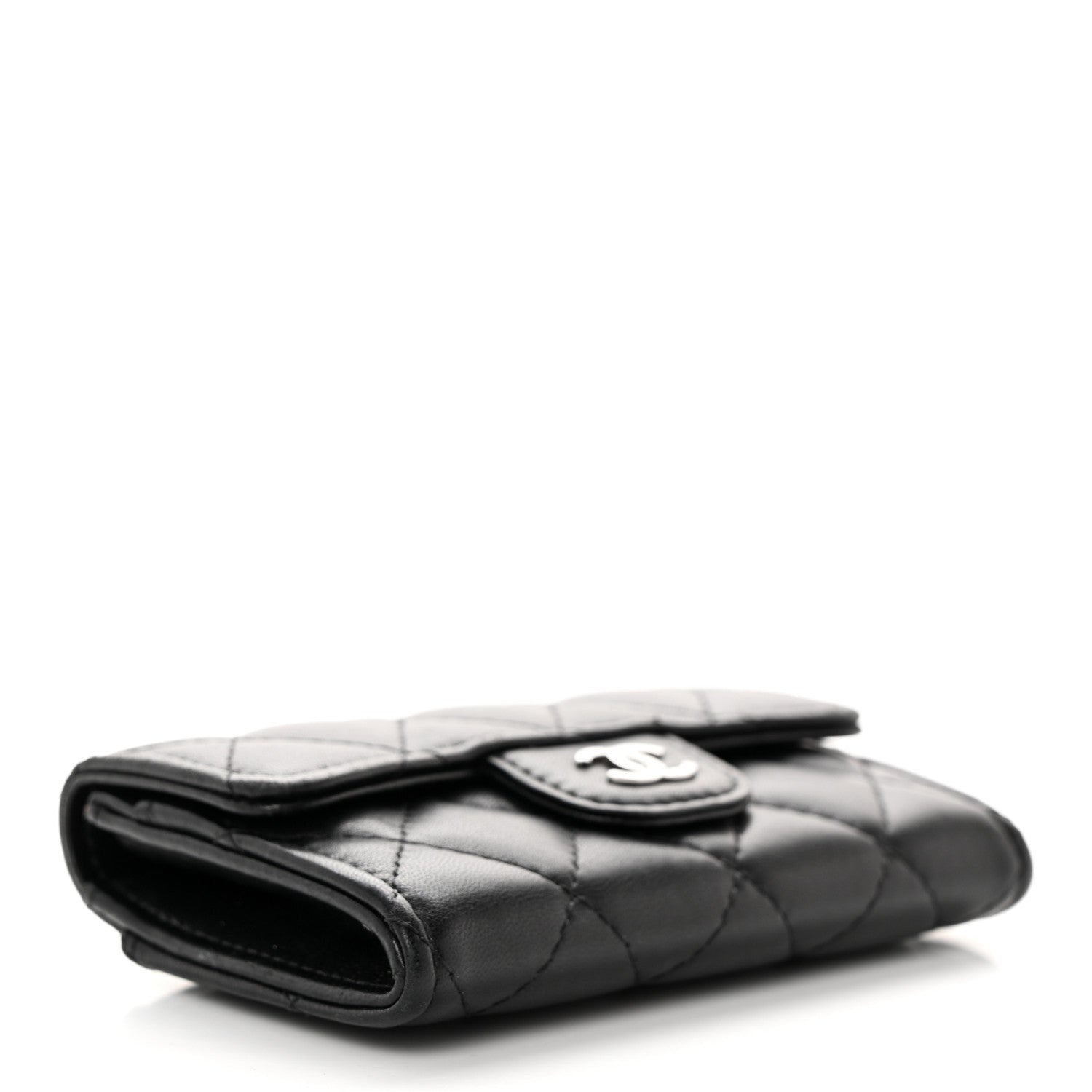 Chanel Lambskin Quilted Flap Card Holder Wallet Black 4 of 11
