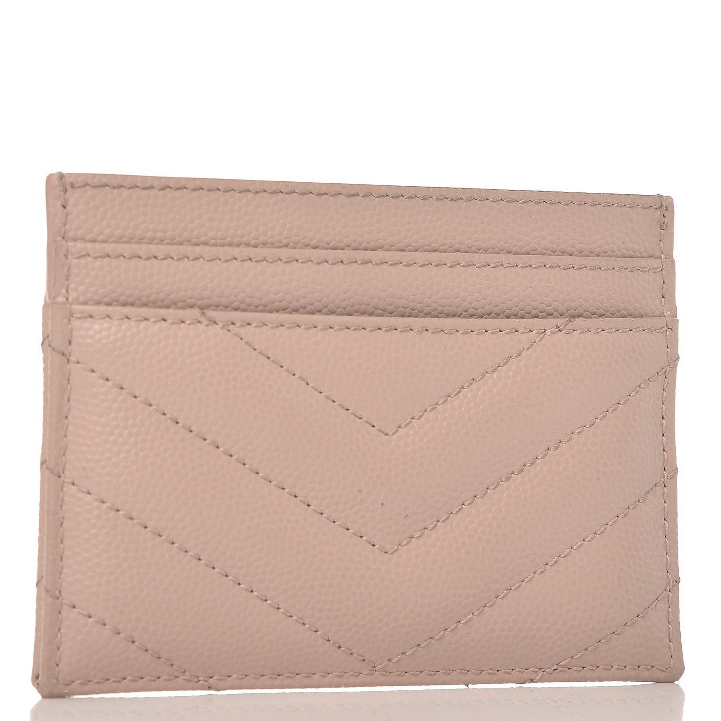 Grain De Poudre Matelasse Chevron Monogram Credit Card Case Pale Blush