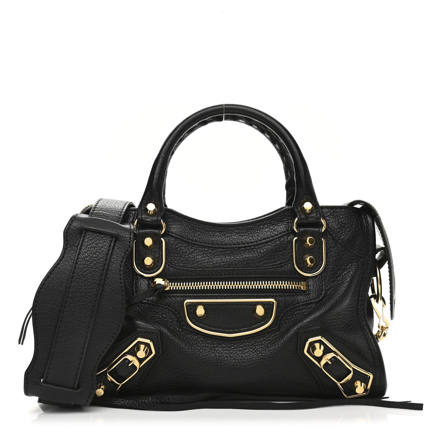 Chevre Gold Metallic Edge Hardware Mini City Black