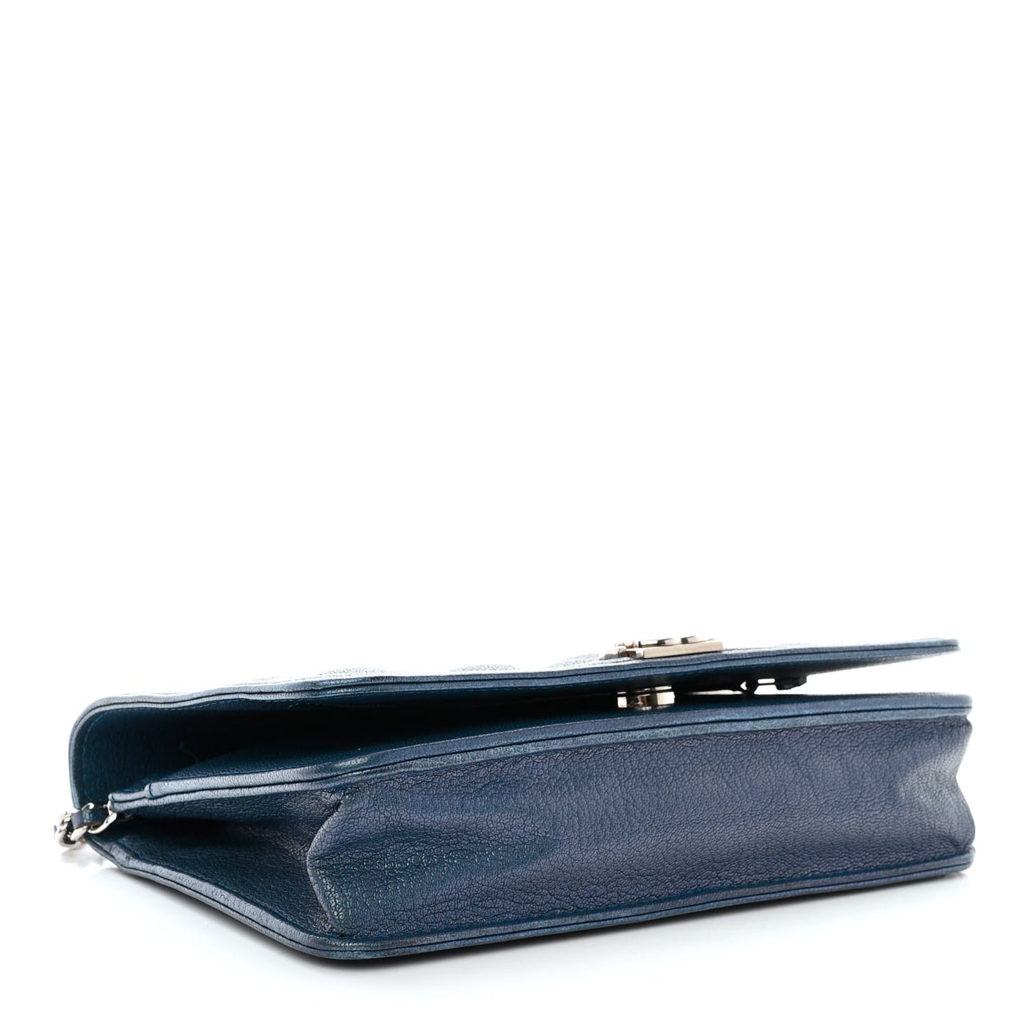 Iridescent Goatskin Quilted Boy Wallet On Chain WOC Blue