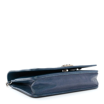 Chanel Iridescent Goatskin Quilted Boy Wallet On Chain WOC Blue 4 of 13