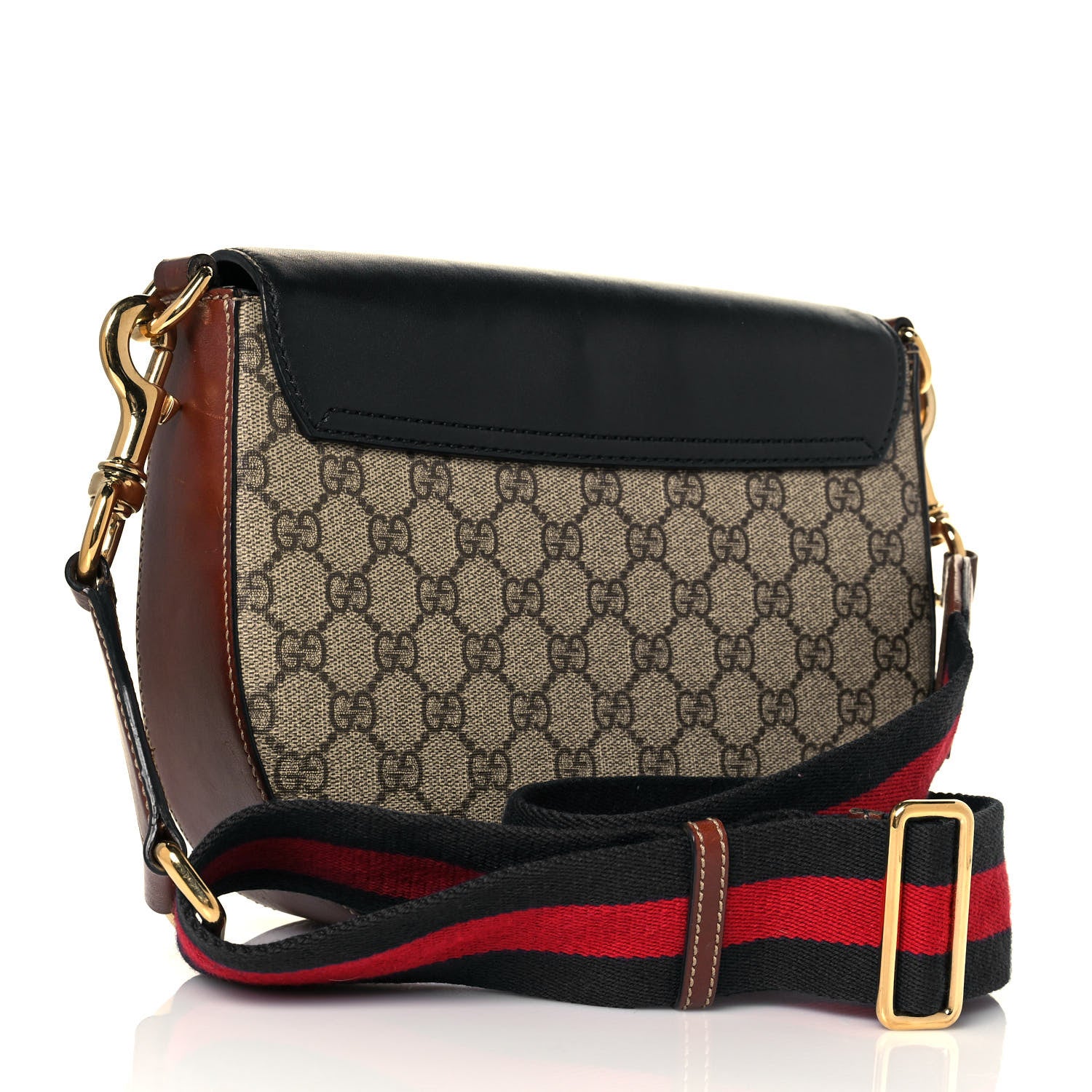 Gucci GG Supreme Monogram Web Medium Padlock Messenger Shoulder Bag Black 3 of 19