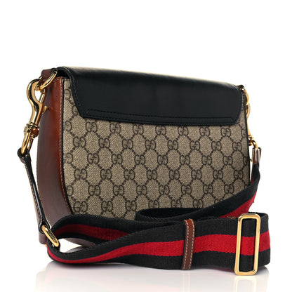 Gucci GG Supreme Monogram Web Medium Padlock Messenger Shoulder Bag Black 3 of 19