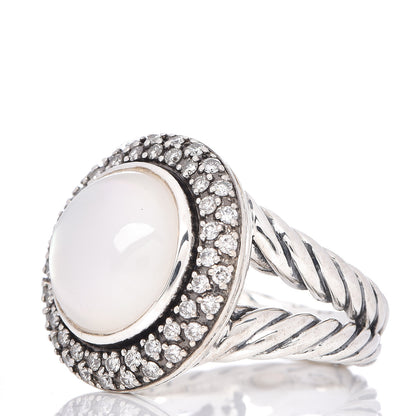 David Yurman Sterling Silver Diamond Moon Quartz 13mm Cerise Ring 54 7 3 of 5