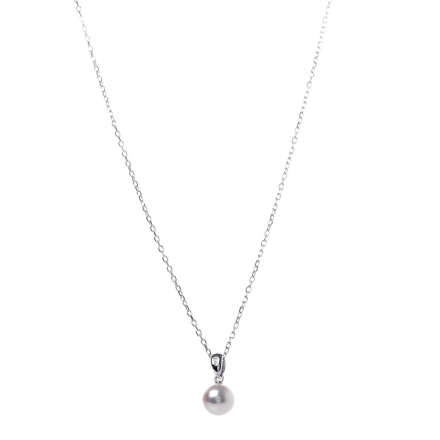 Mikimoto 18K White Gold Akoya Pearl 7.5mm Pendant Necklace 1 of 6