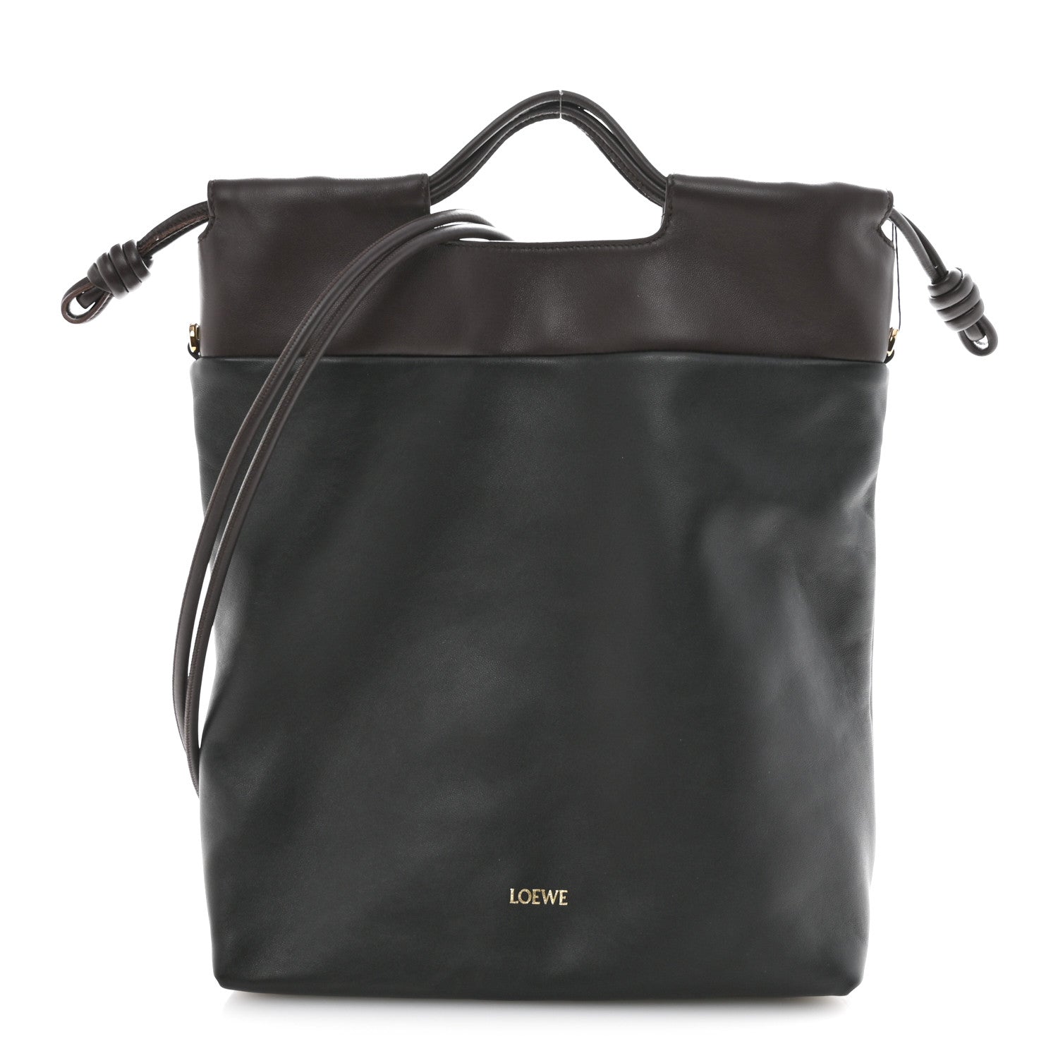 Loewe Mellow Nappa Lambskin Flamenco Tote Bag Black Dark Chestnut 1 of 10