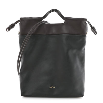 Loewe Mellow Nappa Lambskin Flamenco Tote Bag Black Dark Chestnut 1 of 10