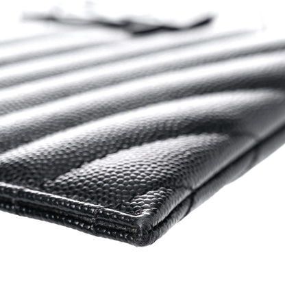 Saint Laurent Grain De Poudre Chevron Monogram Bill Pouch Black 8 of 17