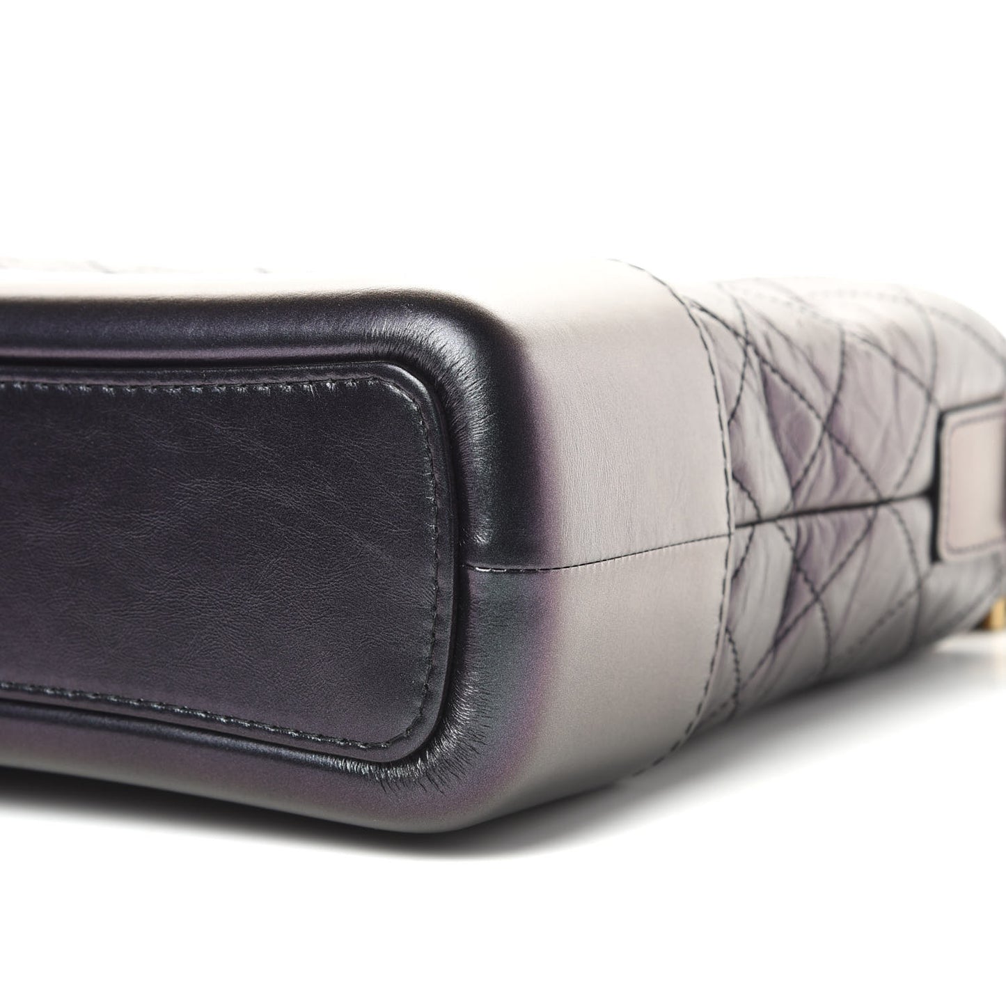 Iridescent Aged Calfskin Quilted Medium Gabrielle Hobo Black