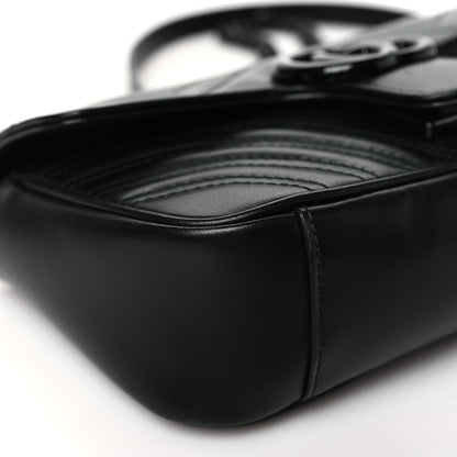 Gucci Calfskin Matelasse Monochrome Mini GG Marmont Shoulder Bag Black 9 of 10