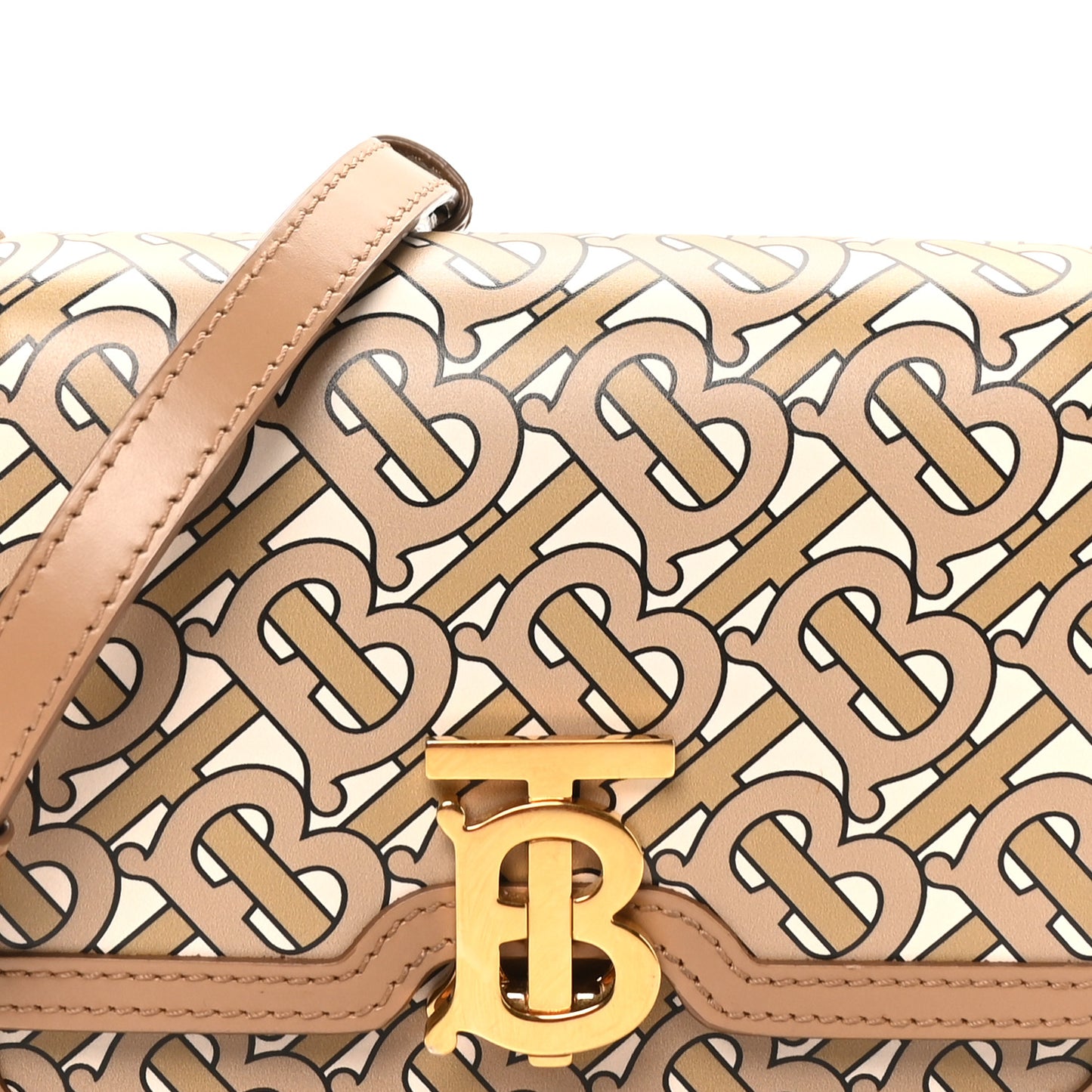 Calfskin Monogram Mini TB Bag Beige
