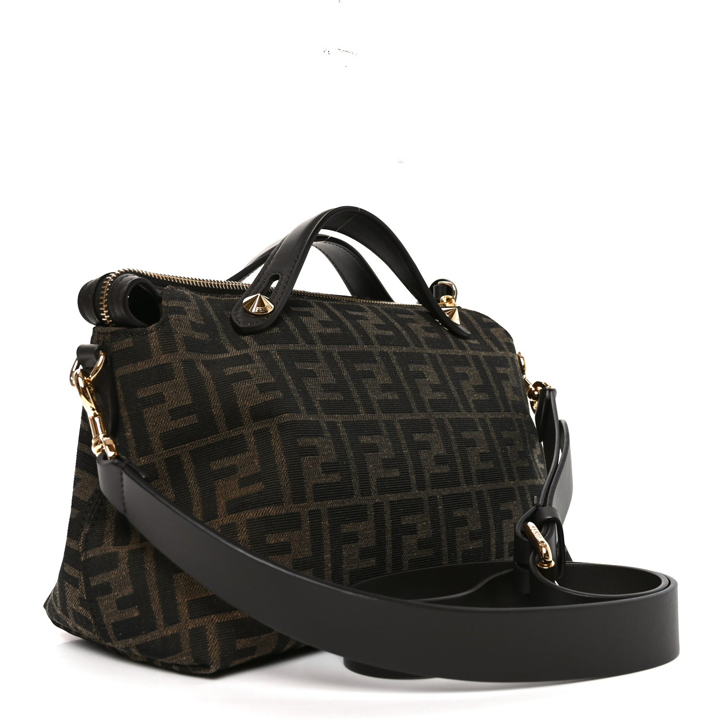 Vitello Grace Jacquard FF Medium By The Way Boston Bag Tobacco Moro Ebano