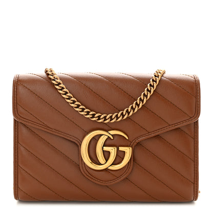 Gucci Azalea Calfskin Matelasse Diagonal GG Marmont Chain Wallet Cuir 1 of 9