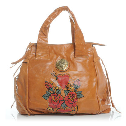 Gucci Calfkin Tattoo Heart Large Hysteria Tote Tan 1 of 7