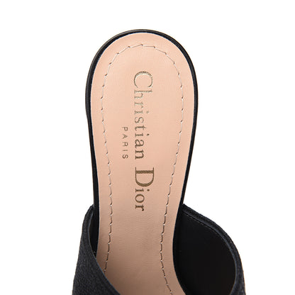 Christian Dior Cotton Embroidered Dway 85mm Slide Sandals 35 Black 5 of 10