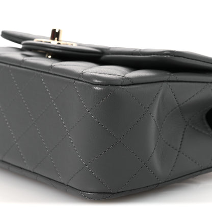 Chanel Lambskin Quilted Mini Top Handle Rectangular Flap Dark Grey 10 of 13