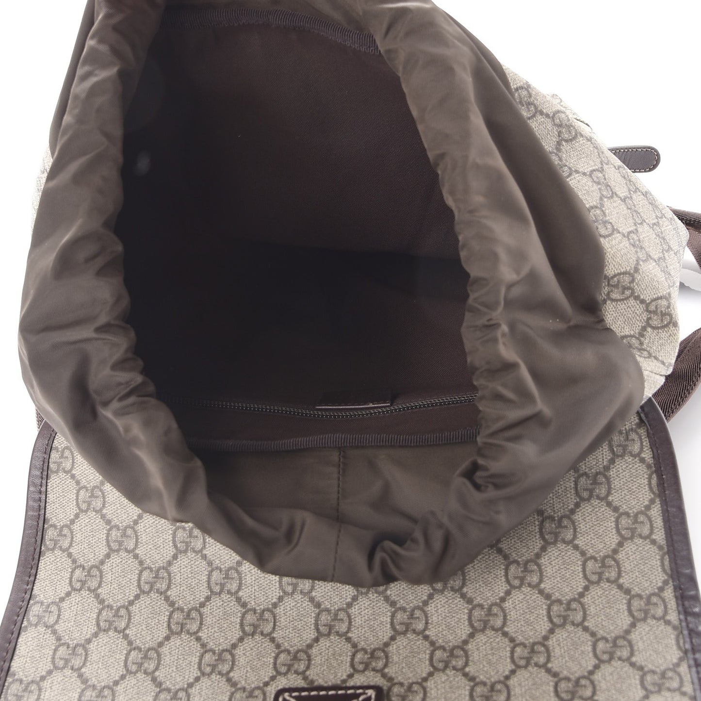 GG Supreme Monogram Medium Single Buckle Rucksack Backpack Beige Ebony Brown