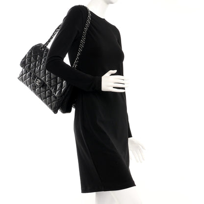 Chanel Lambskin Quilted Maxi 3 Flap Black 2 of 16