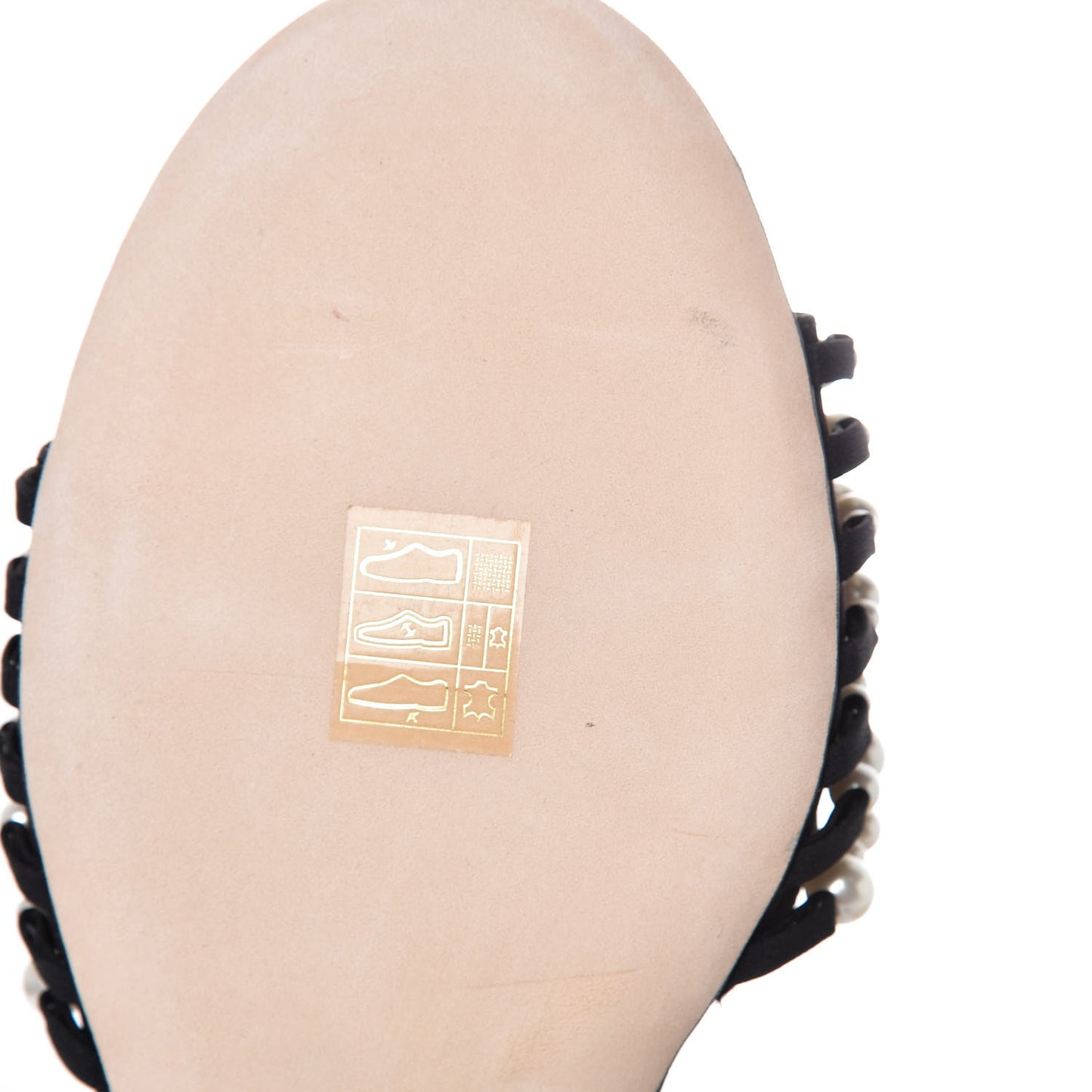 Satin Pearl Flat Sandals 39 Black
