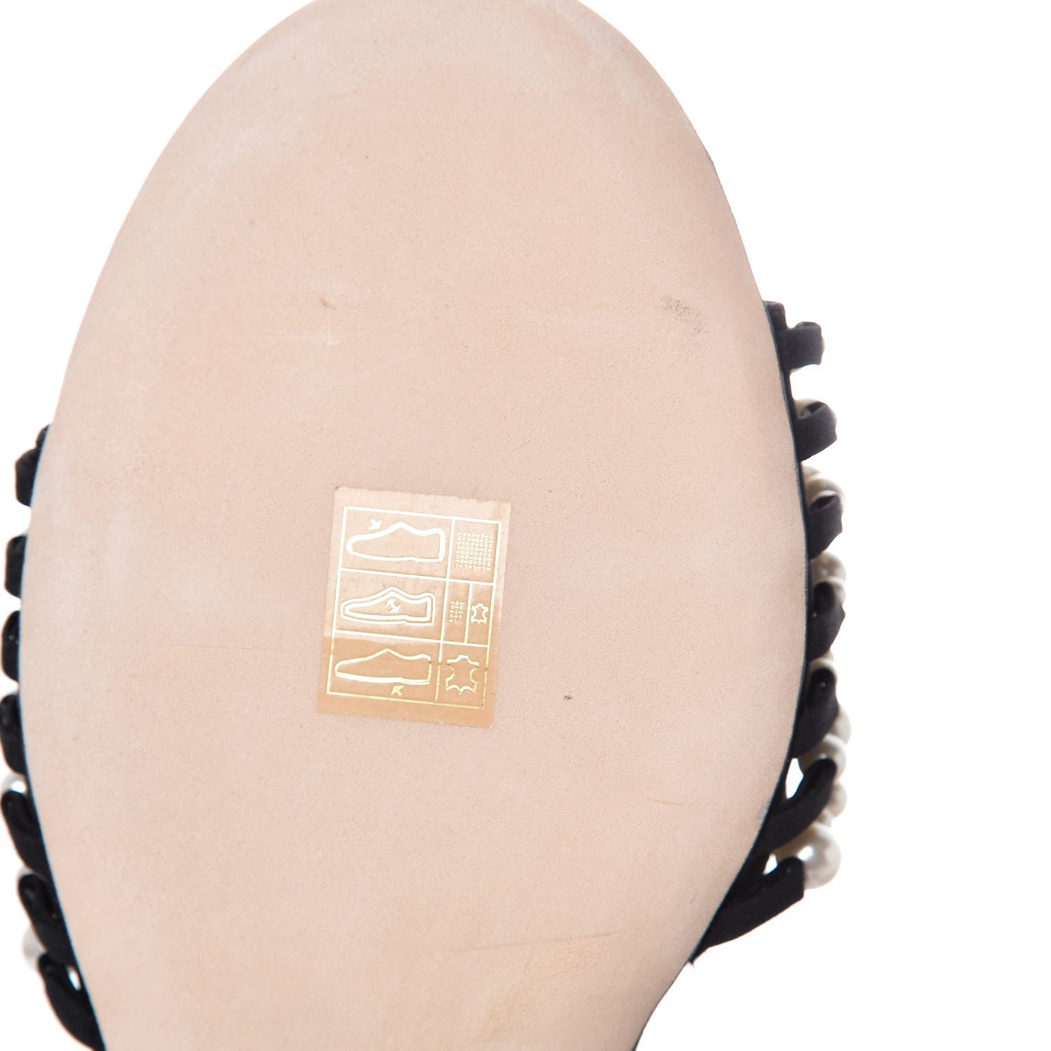 Chanel Satin Pearl Flat Sandals 39 Black 9 of 12