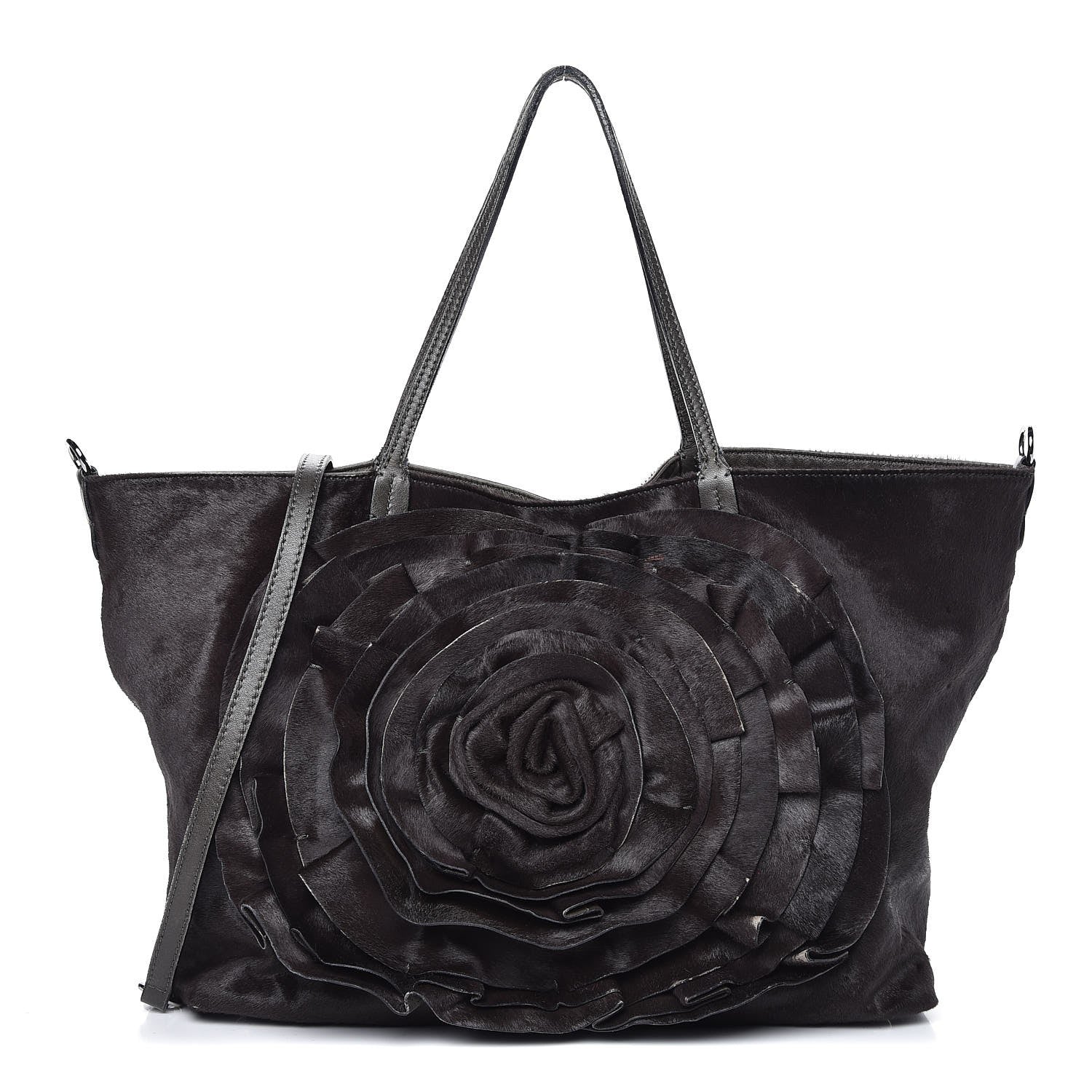 Valentino Garavani Calf Hair Petale Tote Brown 1 of 15