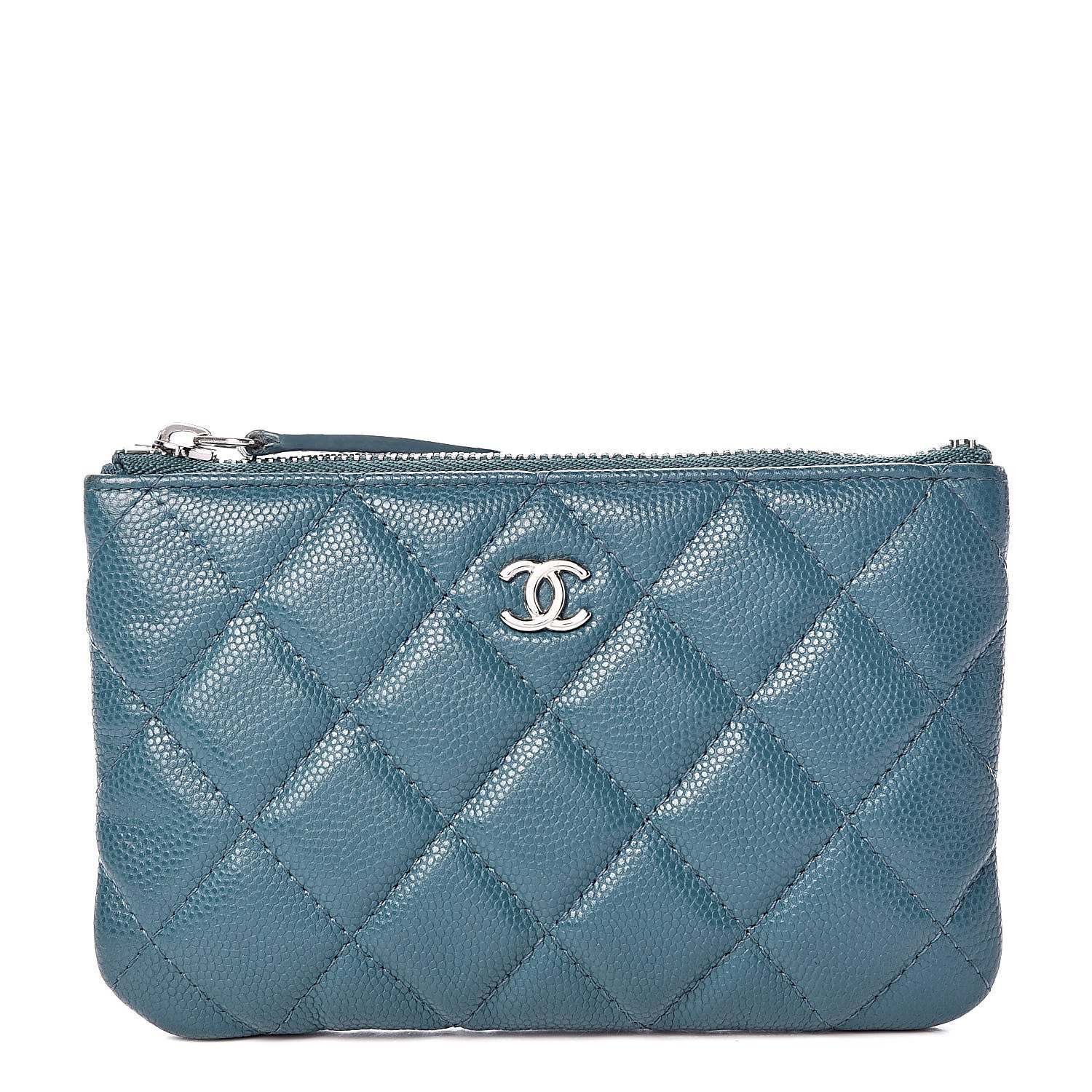 Chanel Caviar Quilted Small Cosmetic Case Dark Turquoise 1 of 8