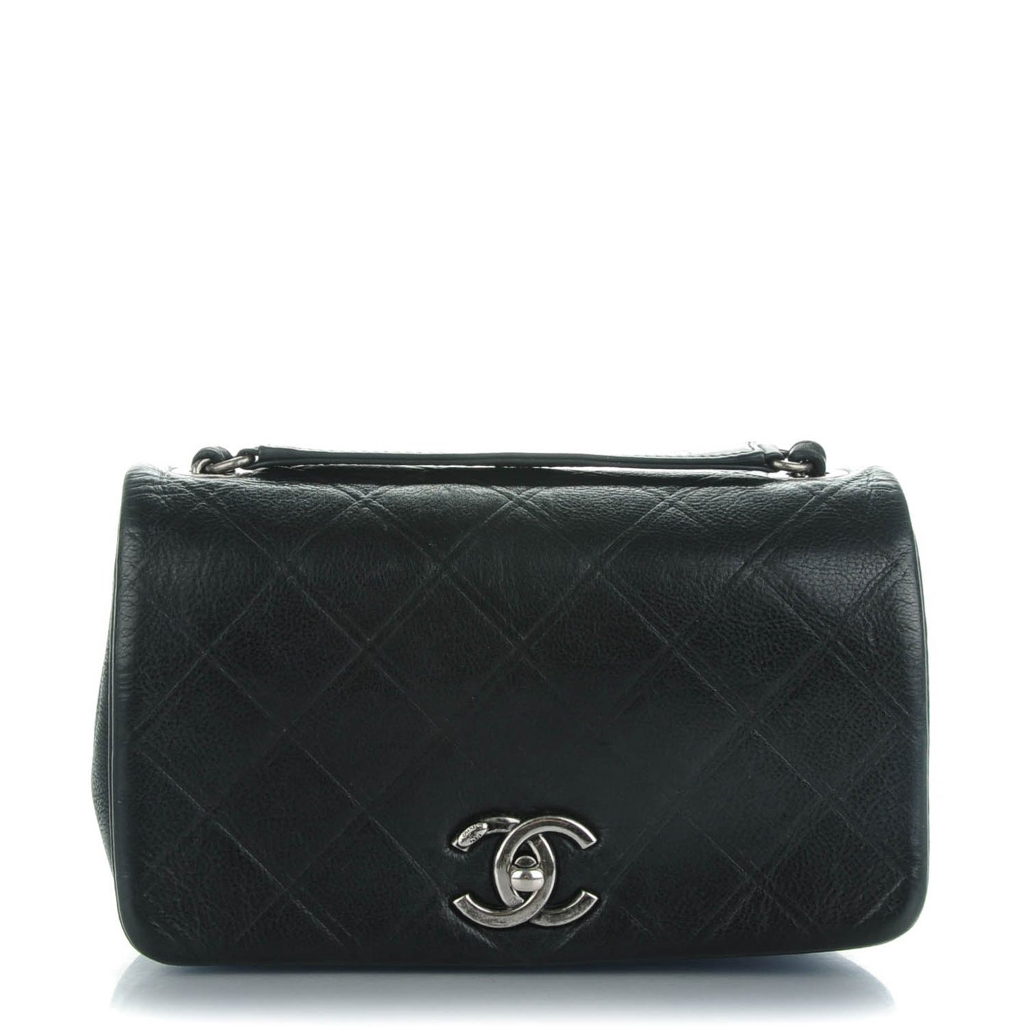Calfskin Diamond Embossed Small New Chic Flap Black