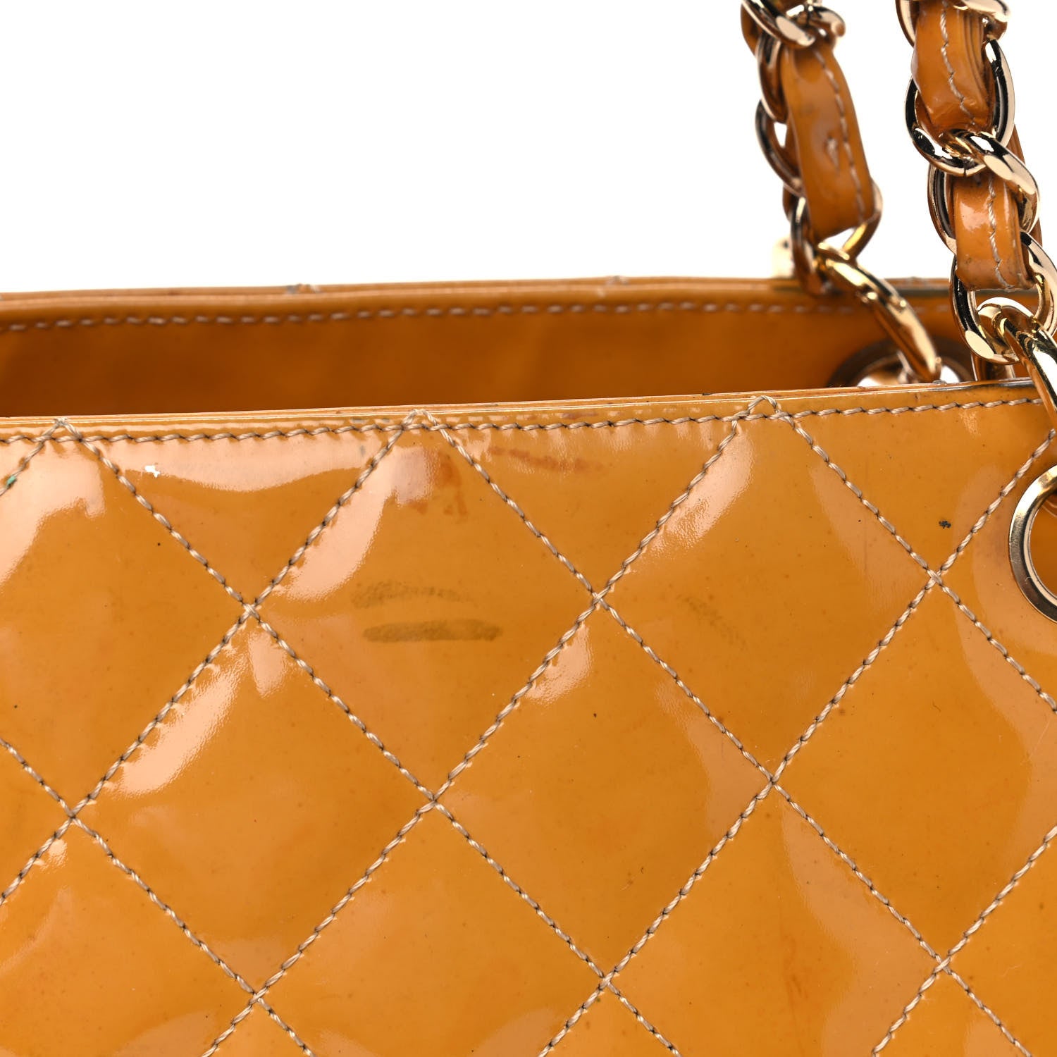 Chanel Patent Quilted Petit Timeless Shopping Tote PTT Yellow 15 of 19