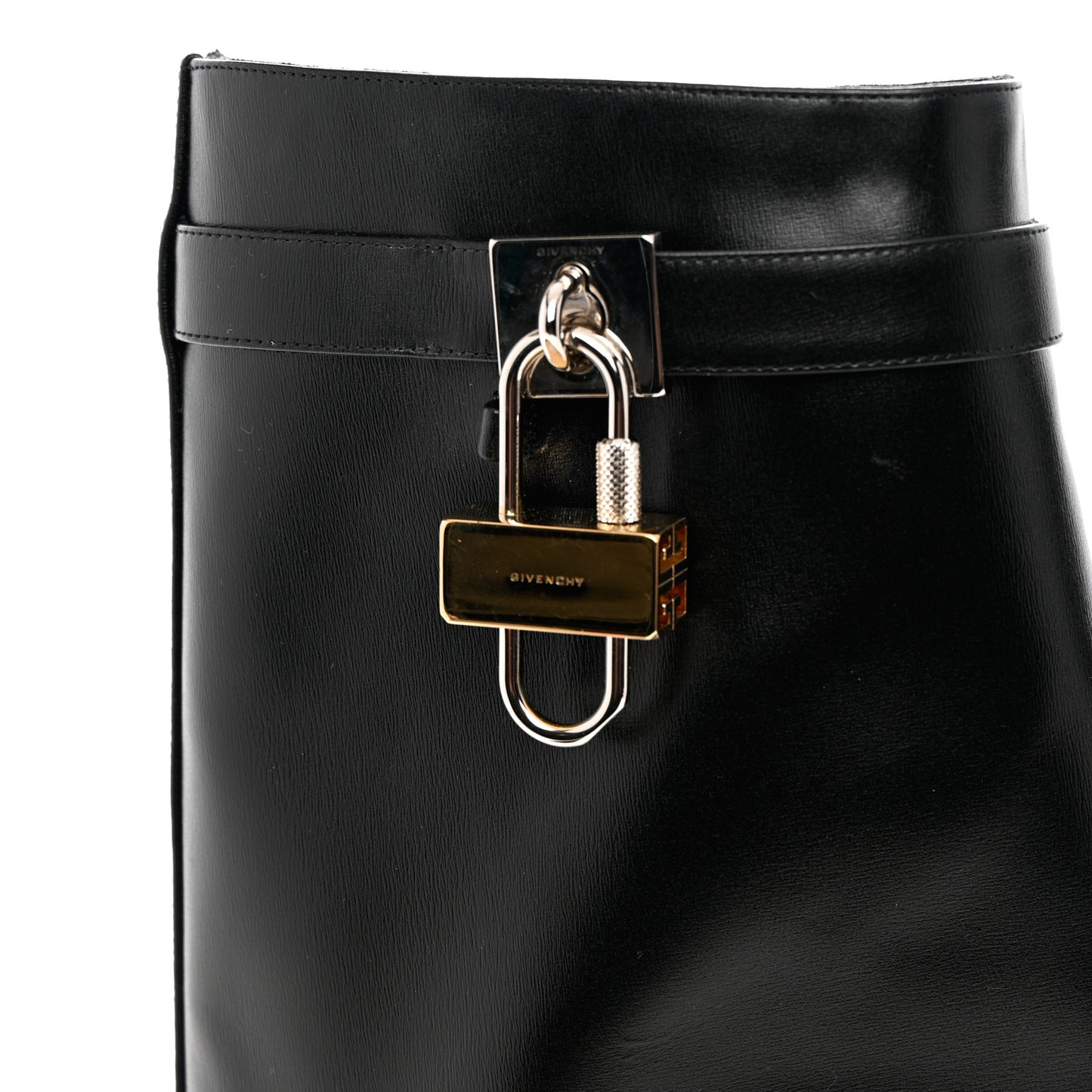 Calfskin Shark Lock Ankle Boots 40 Black
