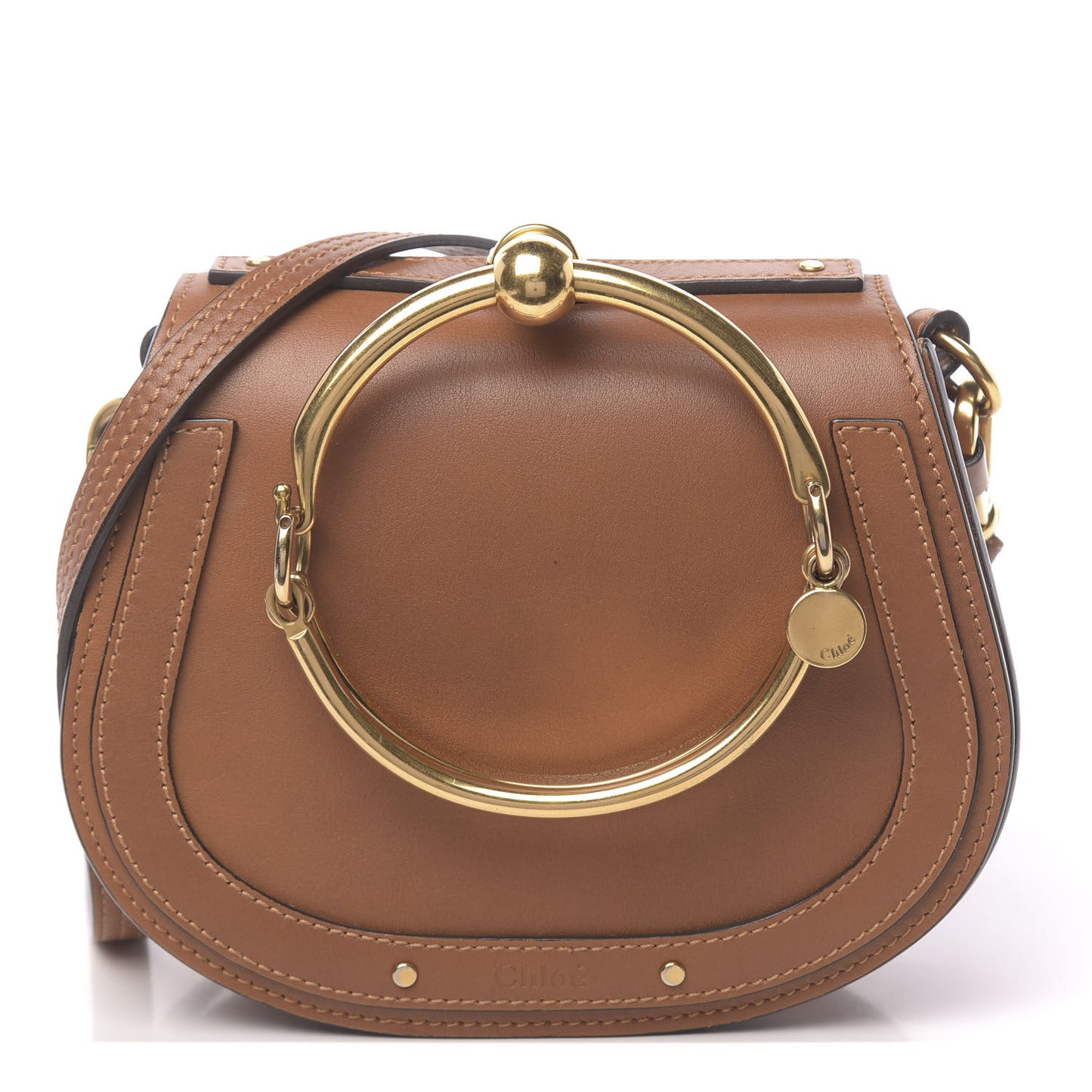 Calfskin Suede Small Nile Bracelet Bag Caramel