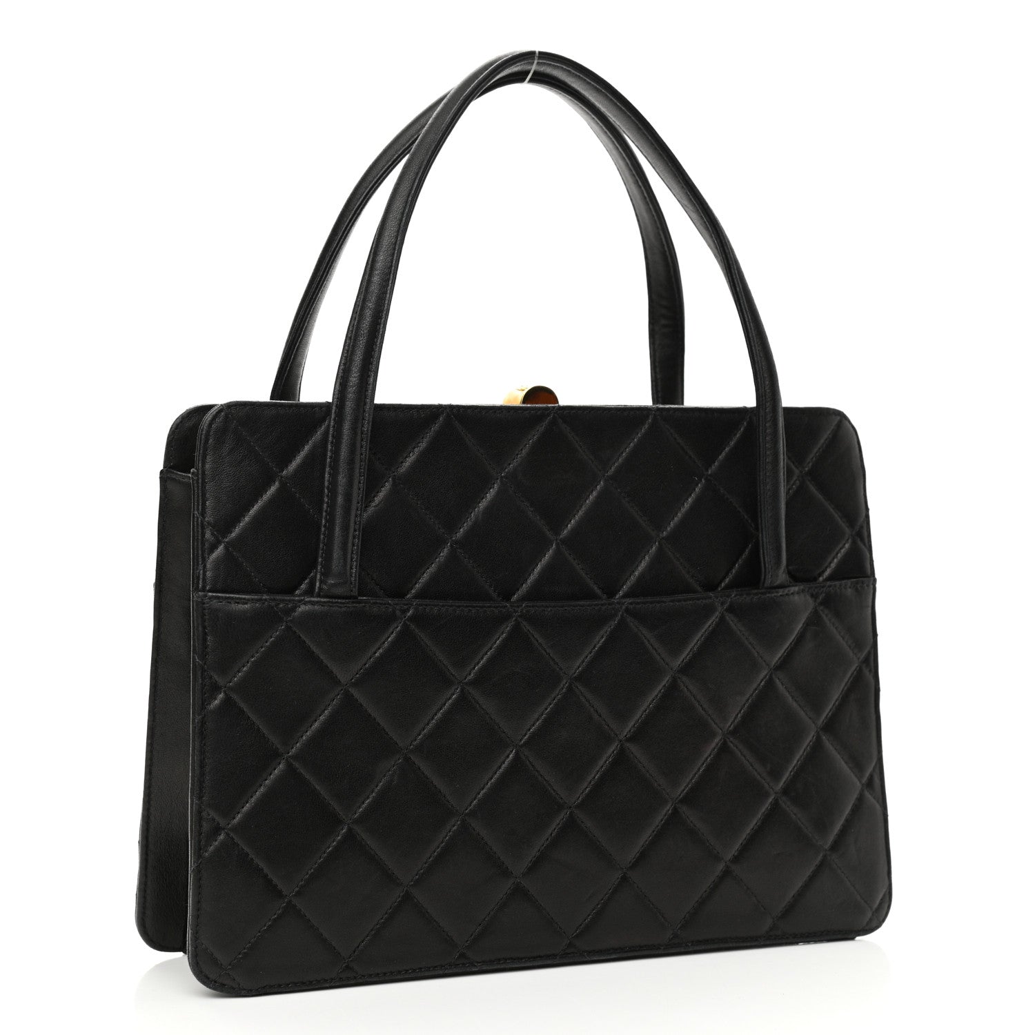 Chanel Lambskin Quilted Top Handle Bag Black 2 of 10