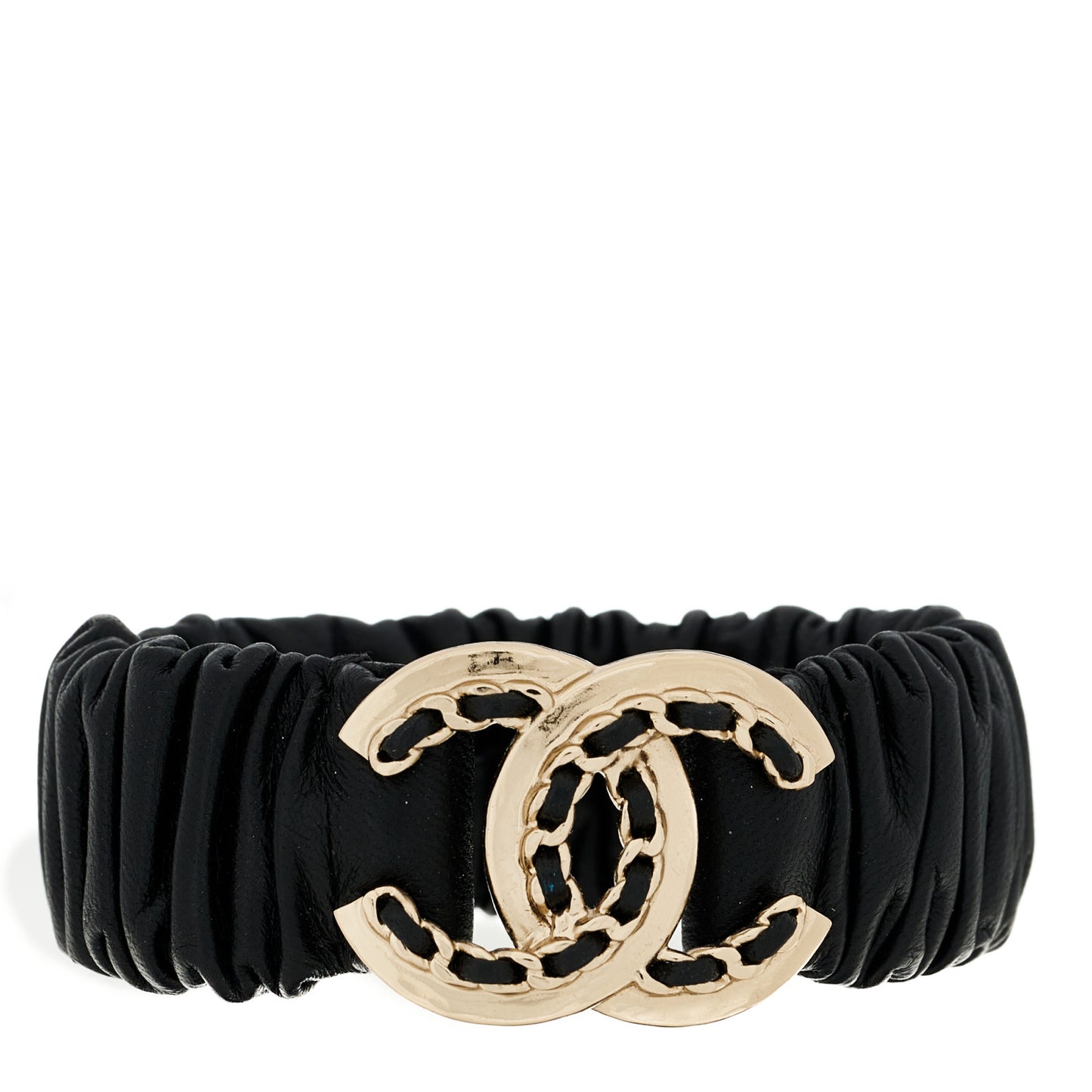 Lambskin CC Chain Bracelet Black
