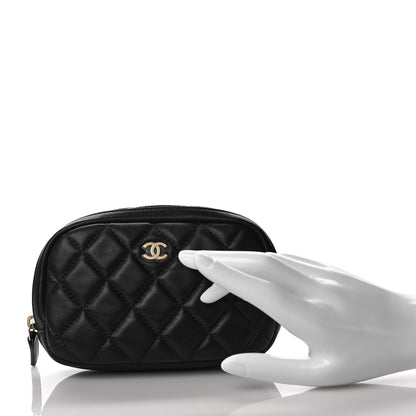 Chanel Lambskin Quilted Small Curvy Pouch Cosmetic Case Black 2 of 10