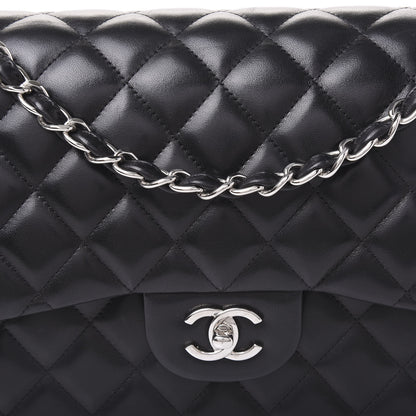 Chanel Lambskin Quilted Jumbo Double Flap Black 9 of 13