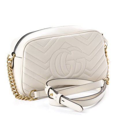 Gucci Calfskin Matelasse Small GG Marmont Chain Shoulder Bag White 3 of 10