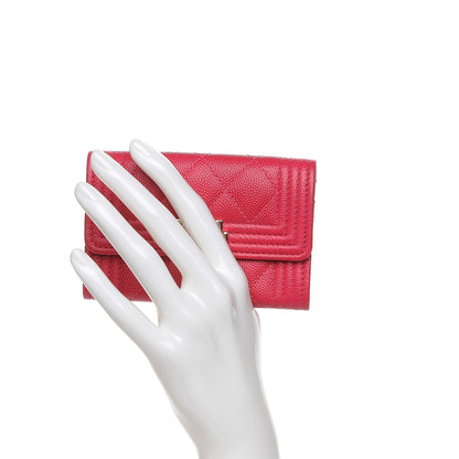 Chanel Caviar Quilted Boy Card Holder Wallet Fuchsia 2 of 9
