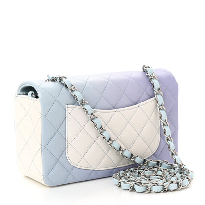 Chanel Perforated Lambskin Quilted Mini Rectangular Flap Light Blue Light Purple White 3 of 11