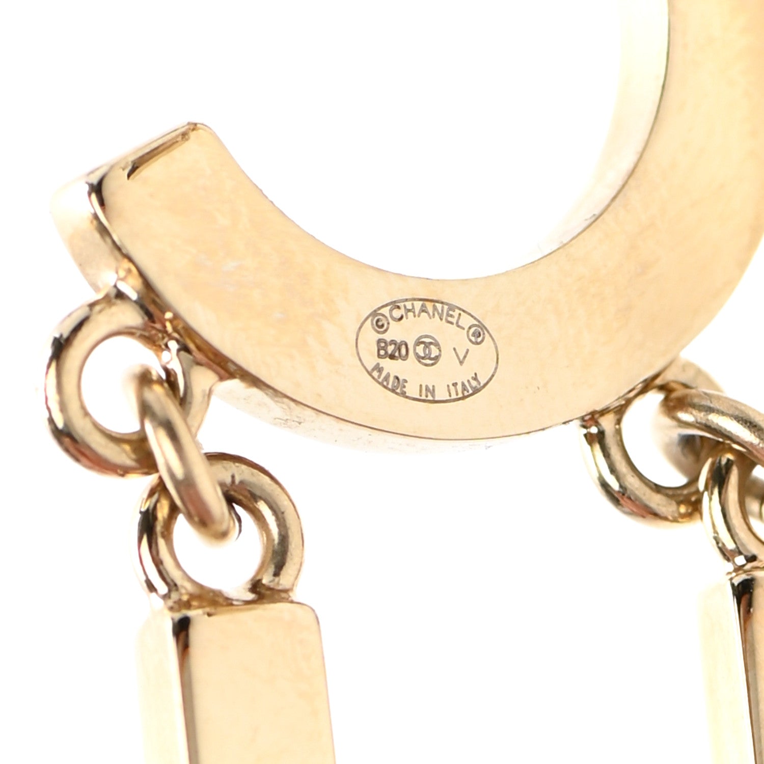 Chanel Metal Cha-Nel Logo Drop Earrings Gold 3 of 4