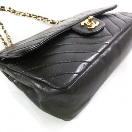 Lambskin Chevron Double Flap Black