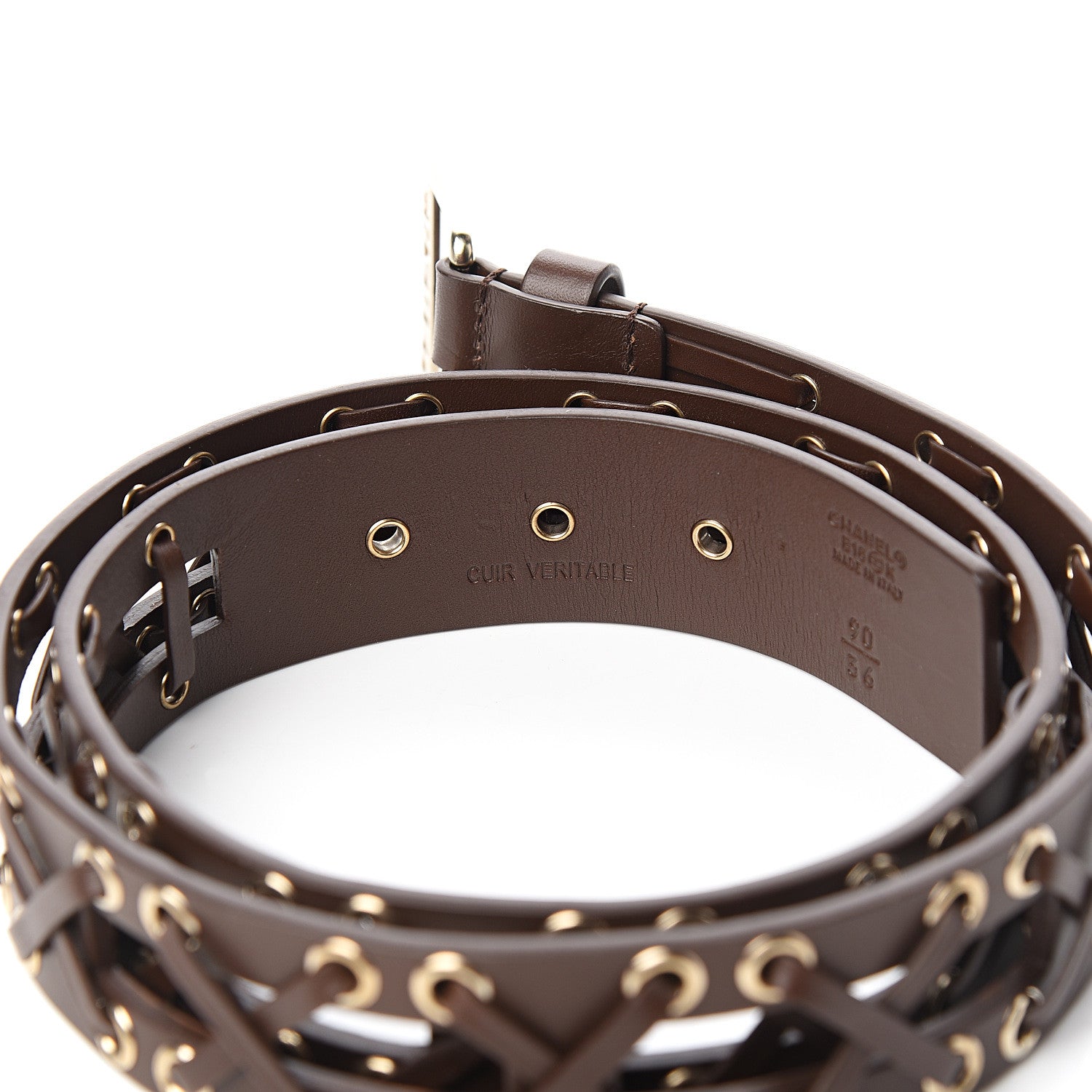 Chanel Cross Stitch Belt 90 36 Dark Brown 3 of 5
